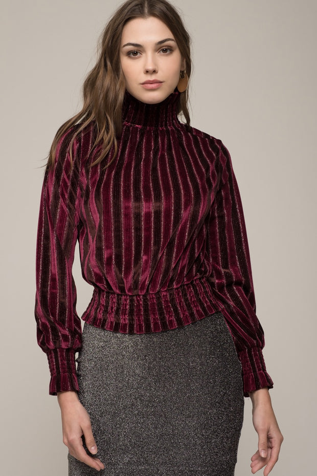MOON RIVER High-neck Shirring Top