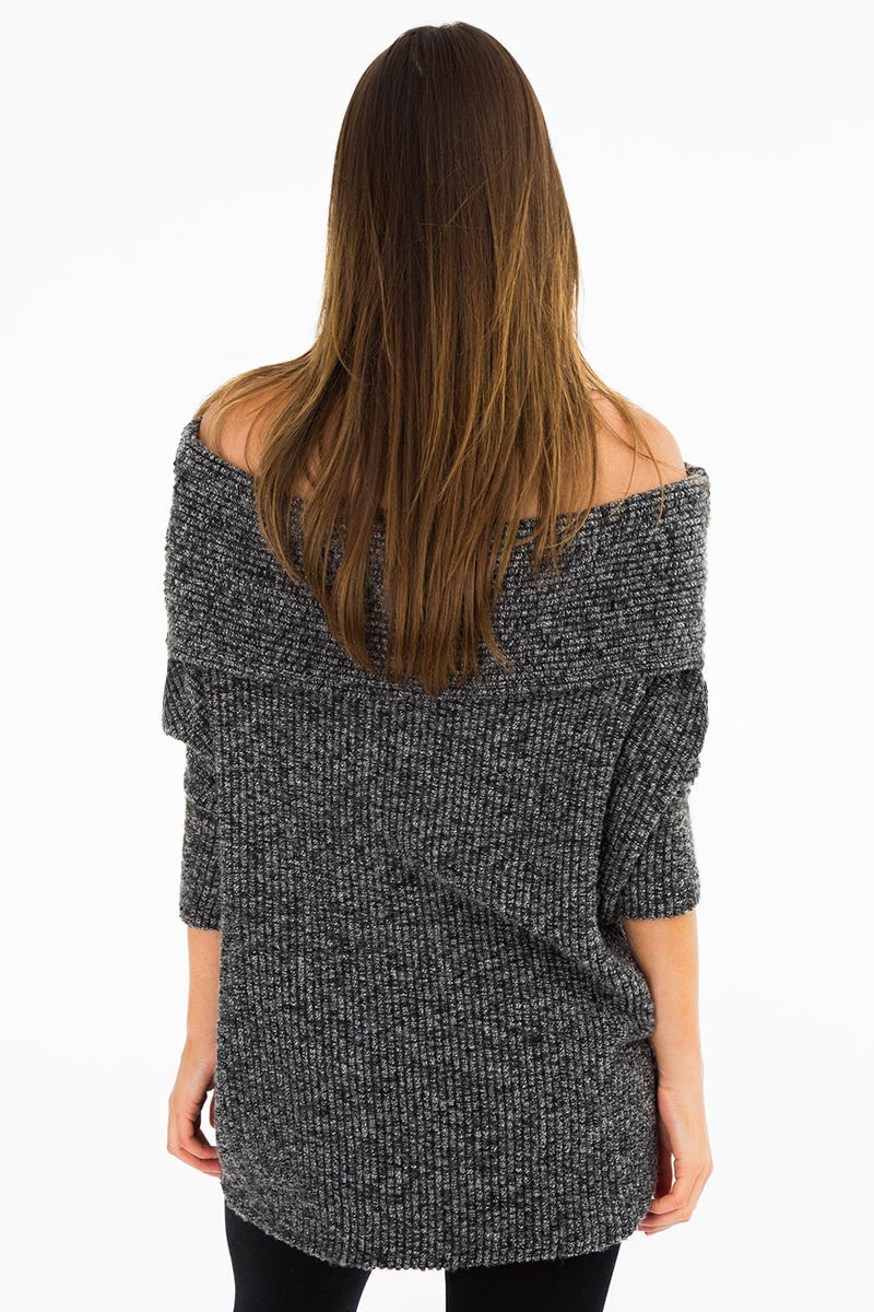 Bobi Off the Shoulder Sweater- Black