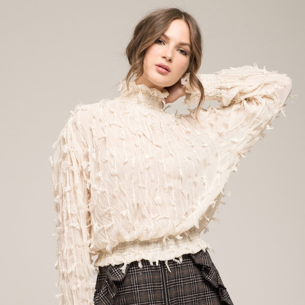 MOON RIVER Long Sleeve High Neck Top