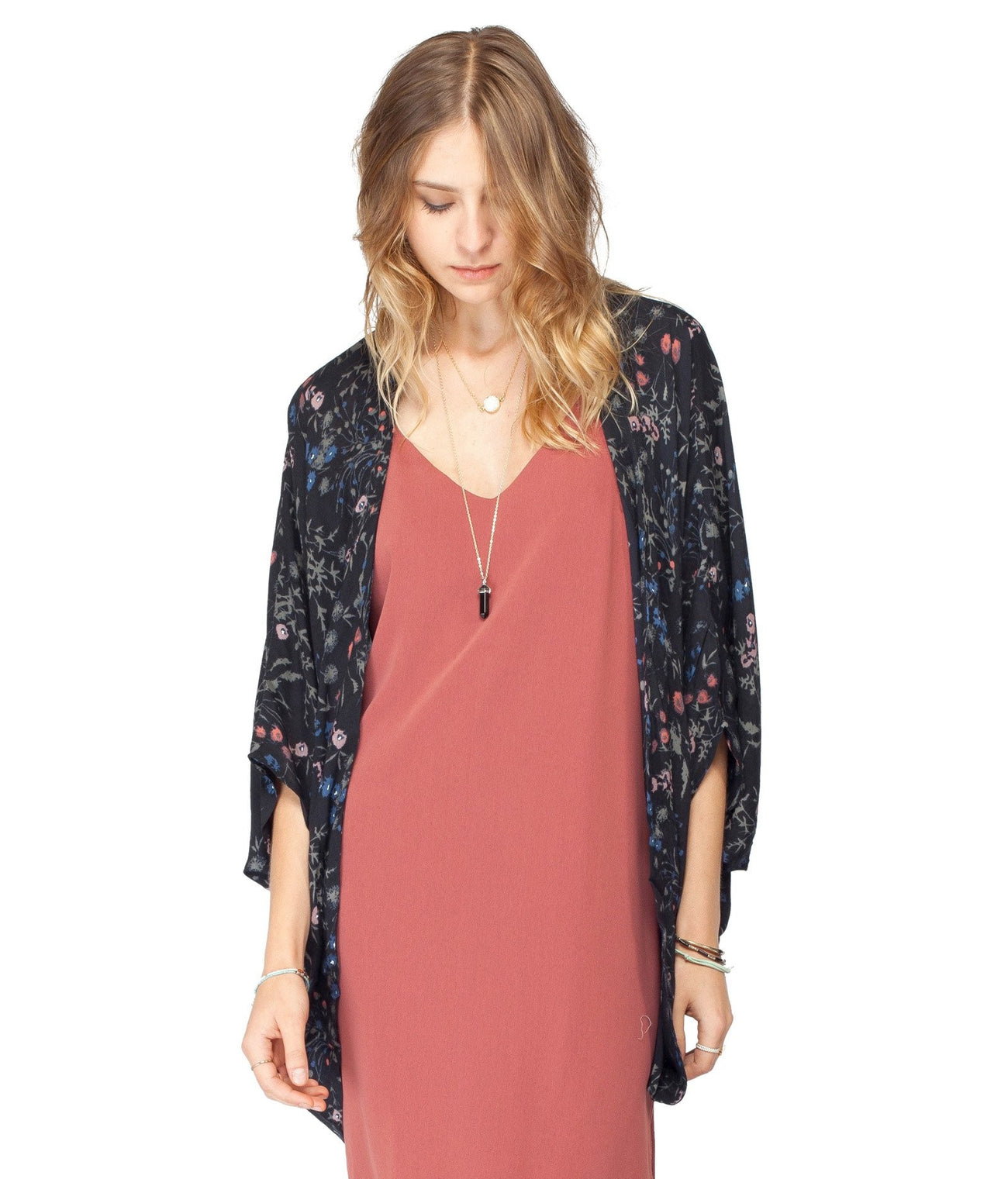 GENTLE FAWN Monarch Kimono- Black Flora
