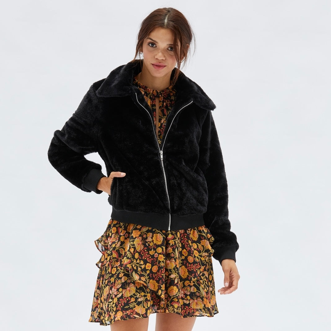 MINKPINK Gilan Fur Bomber Coat