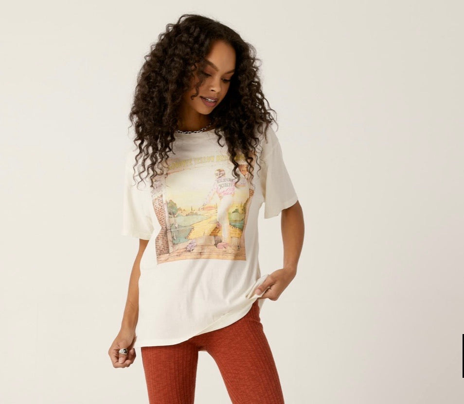 DAYDREAMER Elton John Yellow Brick Road Boyfriend Tee